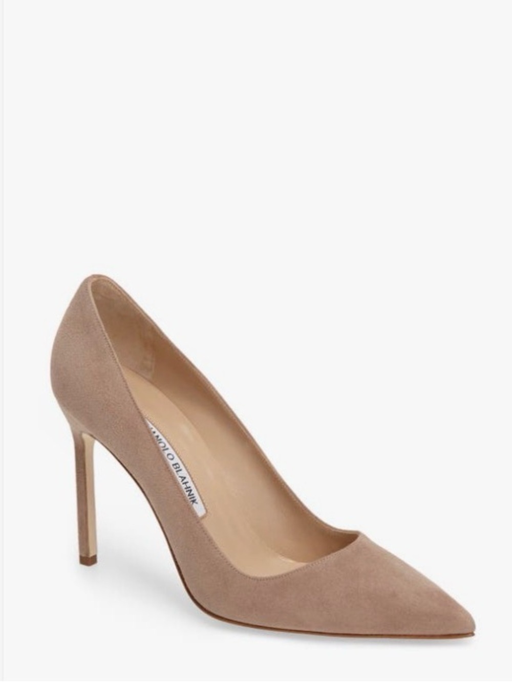 Manolo Blahnik Taupe Suede Pointed-Toe Stiletto Pump